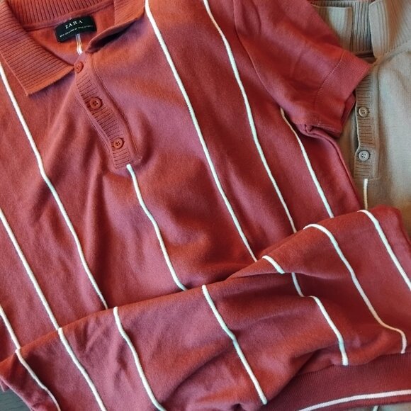 Knitted ZARA short sleeve Polo shirts - Size S.  Selling as a pack of 2 shirts. - Picture 5 of 5